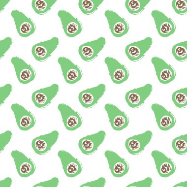 Kusursuz avokado deseni. Renkli avokado arka planı. Meyveli Doodle vektör illüstrasyonu