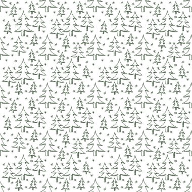 Kusursuz noel ağacı deseni. Noel ağacı süsü. Noel ağacıyla karalama çizimi