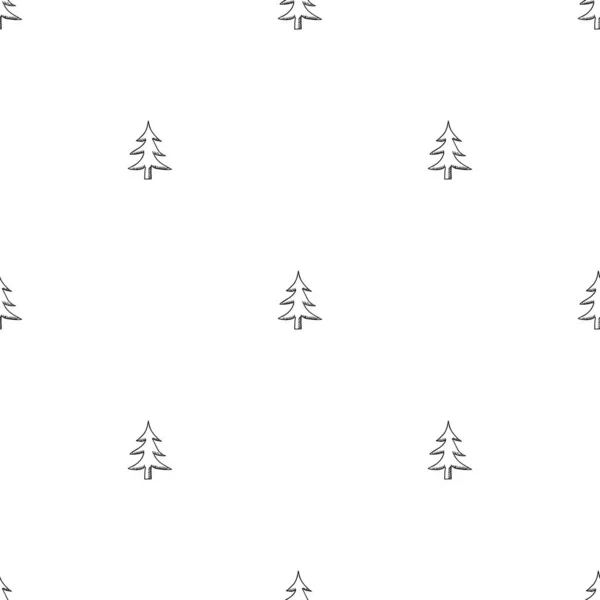 Nahtloses Weihnachtsbaummuster Christbaumschmuck Doodle Illustration Mit Weihnachtsbaum — Stockvektor