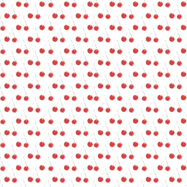 Modèle Cerise Sans Couture Vecteur Doodle Avec Icônes Cerise Rouge — Image vectorielle