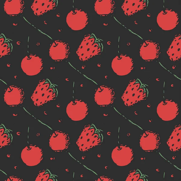 Padrão Frutas Sem Costura Fundo Doodle Com Ícones Frutas Fundo — Vetor de Stock