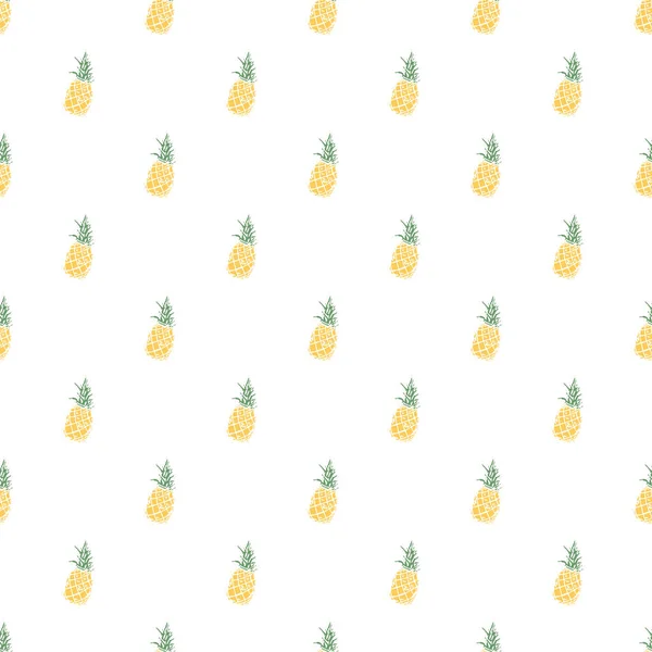 Padrão Abacaxi Sem Costura Vetor Doodle Com Ananas Amarelas Padrão — Vetor de Stock