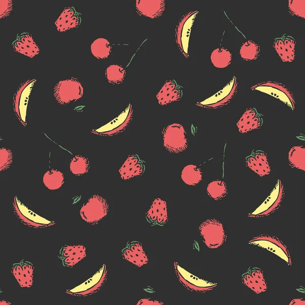 Χωρίς Ραφές Μοτίβο Φρούτων Doodle Φόντο Εικόνες Φρούτων Φόντο Φρούτων — Διανυσματικό Αρχείο