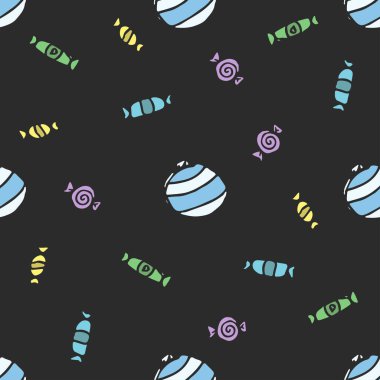 Kusursuz Noel şablonu. Yeni yıl geçmişi. Noel ve yeni yıl simgeleriyle karalama çizimi