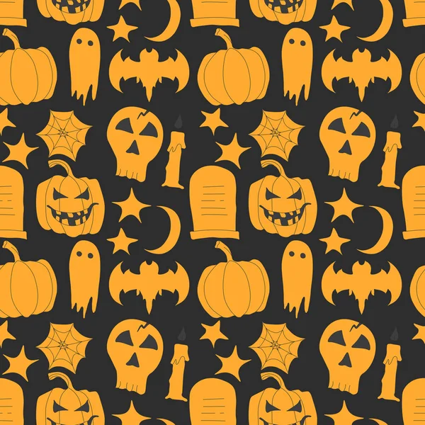 Seamless Halloween Pattern Doodle Vector Halloween Background — Archivo Imágenes Vectoriales