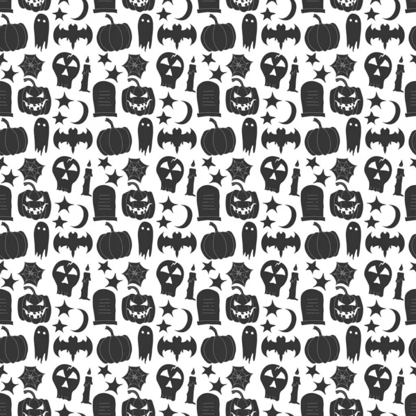 Seamless Halloween Pattern Doodle Vector Halloween Background — Vettoriale Stock