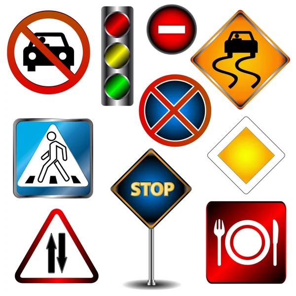 Ensemble de panneaux routiers — Image vectorielle