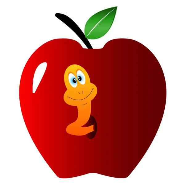 Apple with a worm — Stock Vector