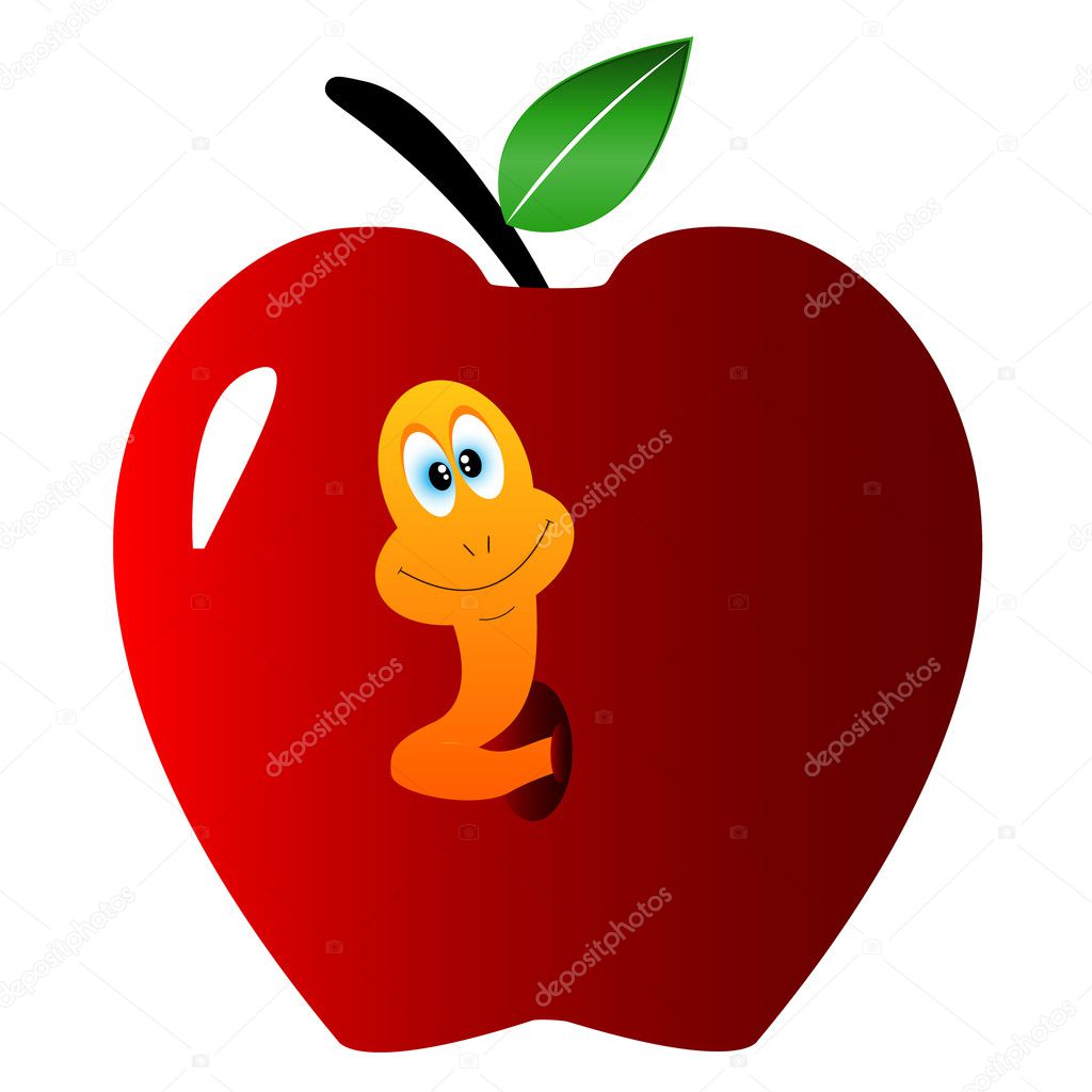 Apple with a worm