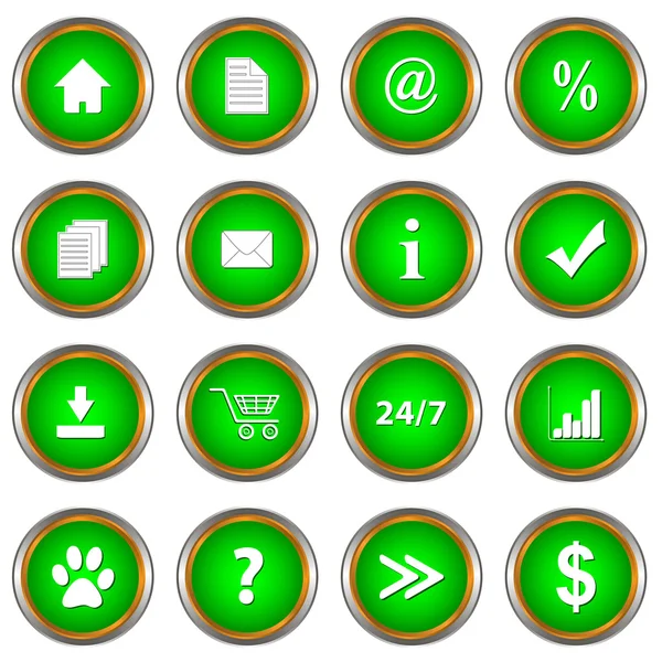 Conjunto de botones verdes — Vector de stock