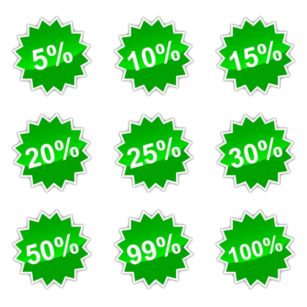 Icons with percent — Stock Vector