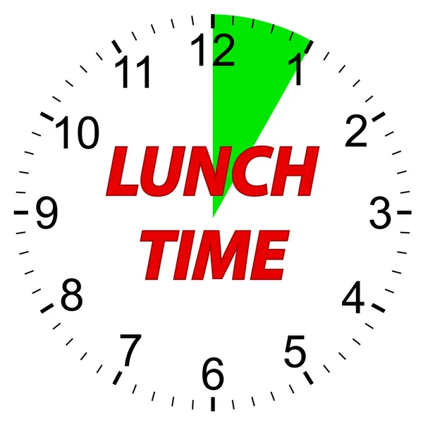 Lunch tid klocka. — Stock vektor