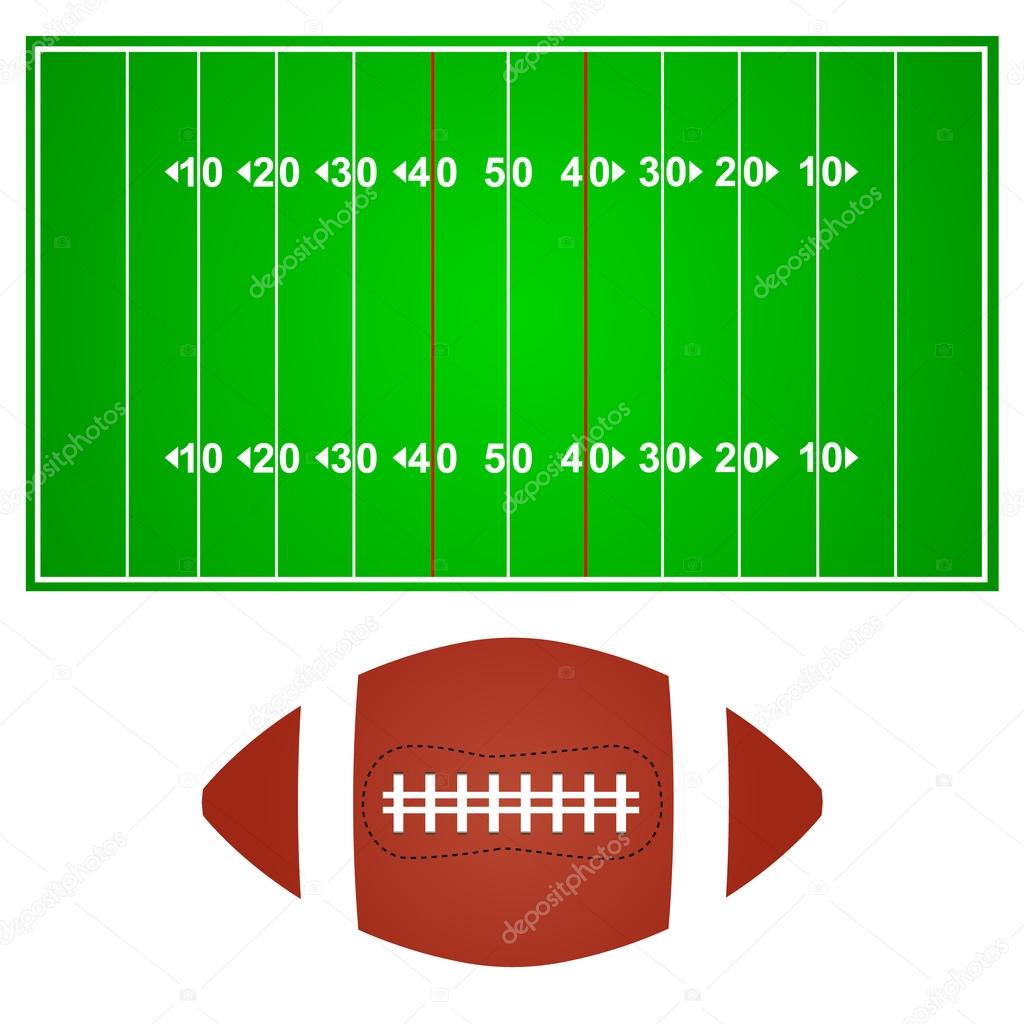 American football field with ball