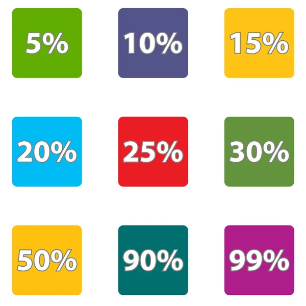 Novos ícones definidos com porcentagem — Vetor de Stock