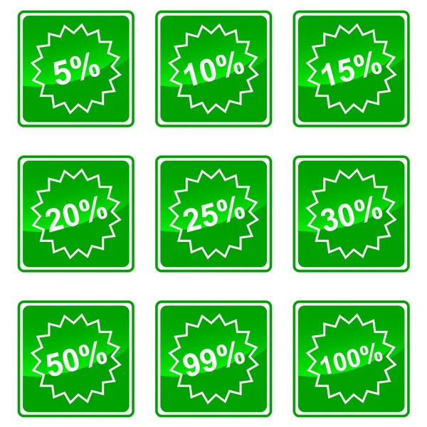 Icons with percent — Stock Vector