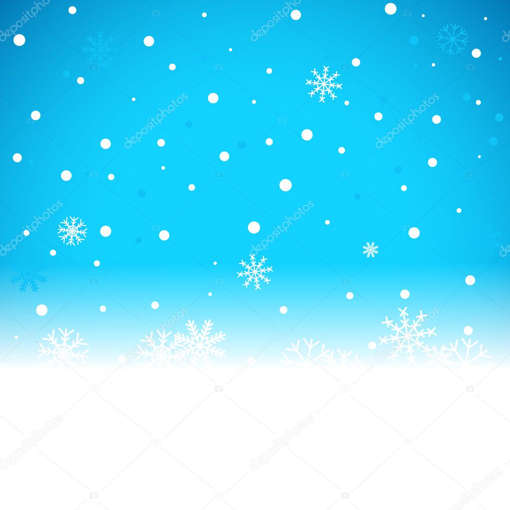 Christmas blue background with snow flakes