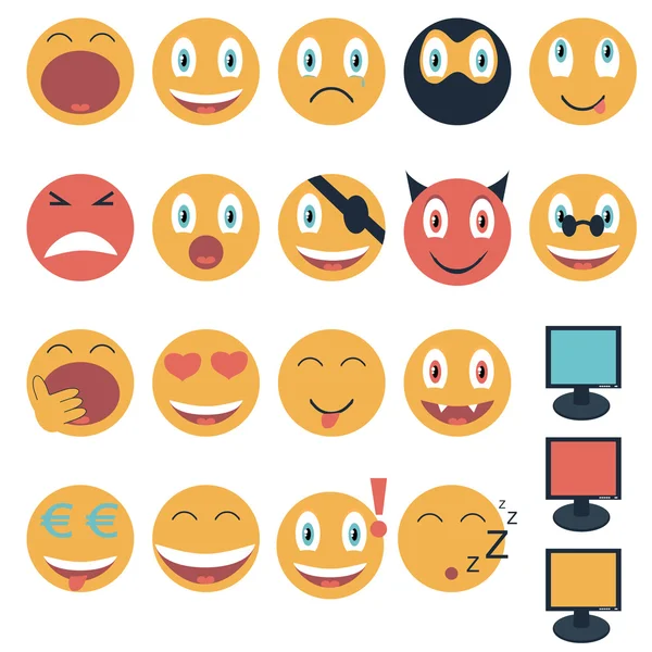 Vintage set of glossy Emoticons — Stock Vector