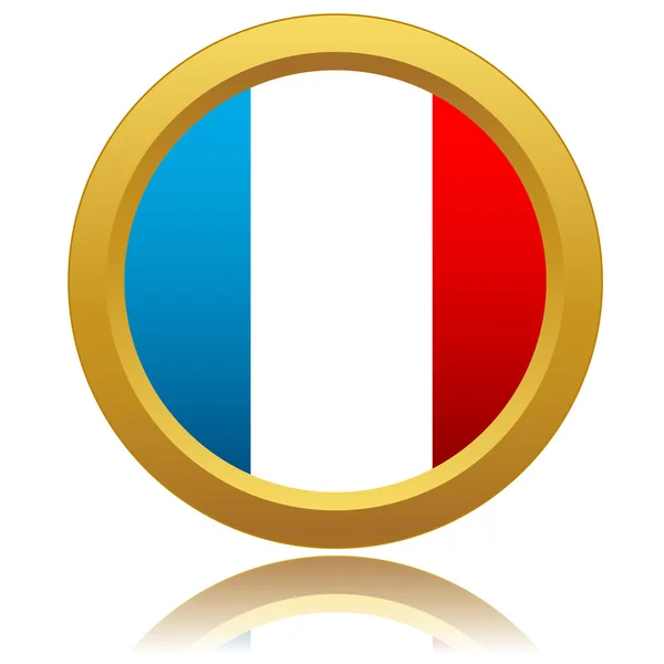 Frankreich Flagge glänzend Knopf — Stockvektor