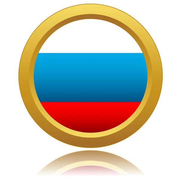 Bandera de Rusia botón brillante — Vector de stock