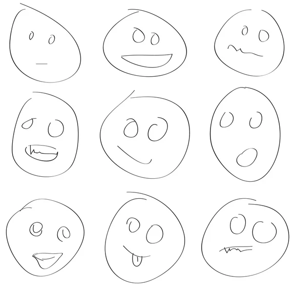 Scetch smile set vector — Stock Vector