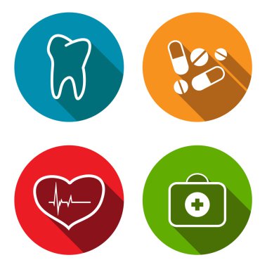 tıbbi düz Icon set