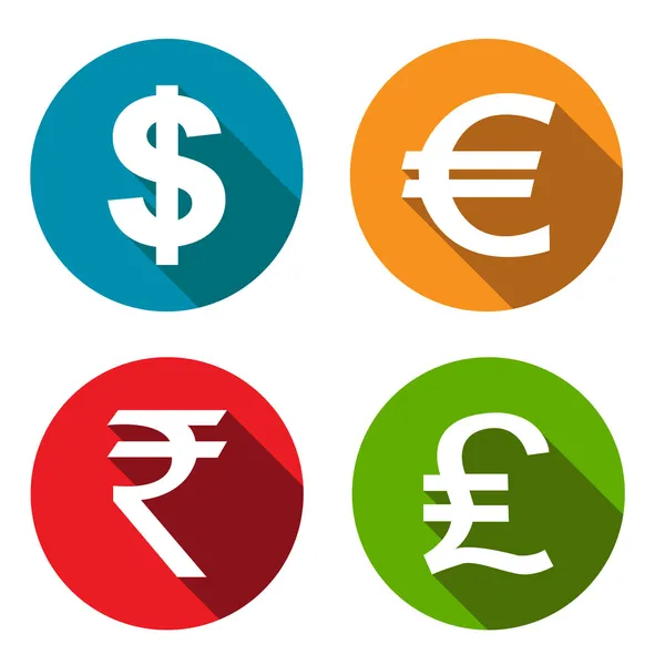 Currency flat icons set — Stock Vector