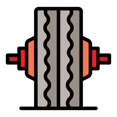 Kamyon lastiği uydurma simgesi renk ana hatları vektörü