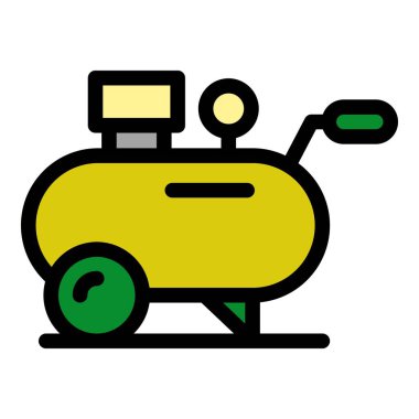 Hava kompresör silindiri simgesi renk dış hat vektörü