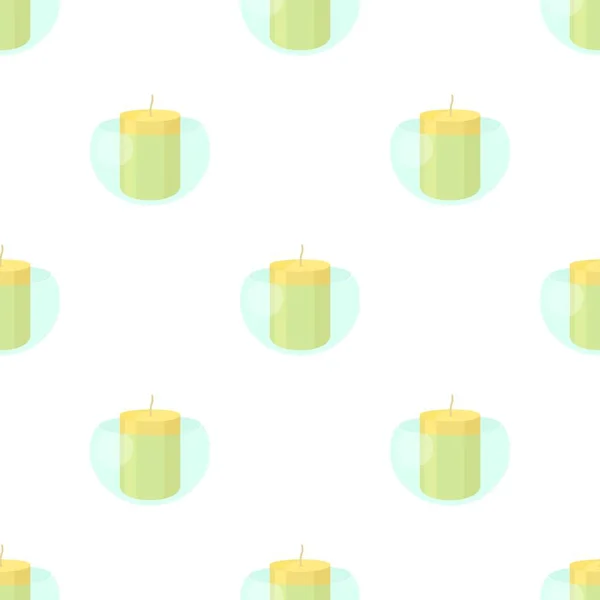 Weiße Kerze im Glas Kerzenständer Muster nahtloser Vektor — Stockvektor