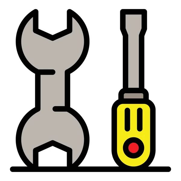 Key screwdriver repair icon color outline vector — Stock Vector