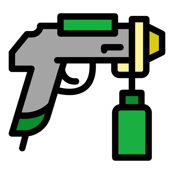 Pistolet de peinture en acier icône couleur contour vecteur — Image vectorielle