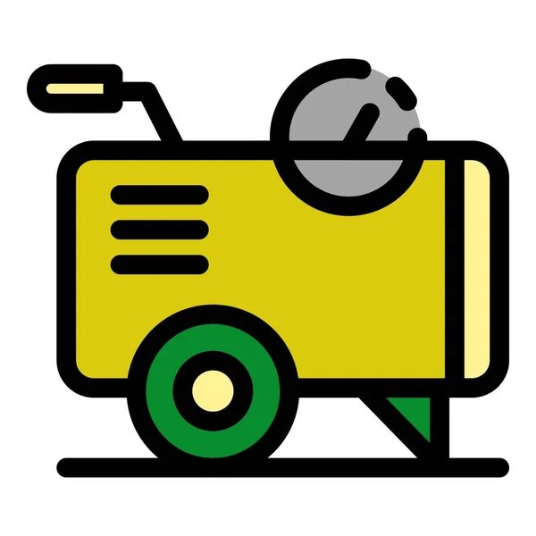 Luftkompressorwagen Symbol Farbe Umrissvektor — Stockvektor