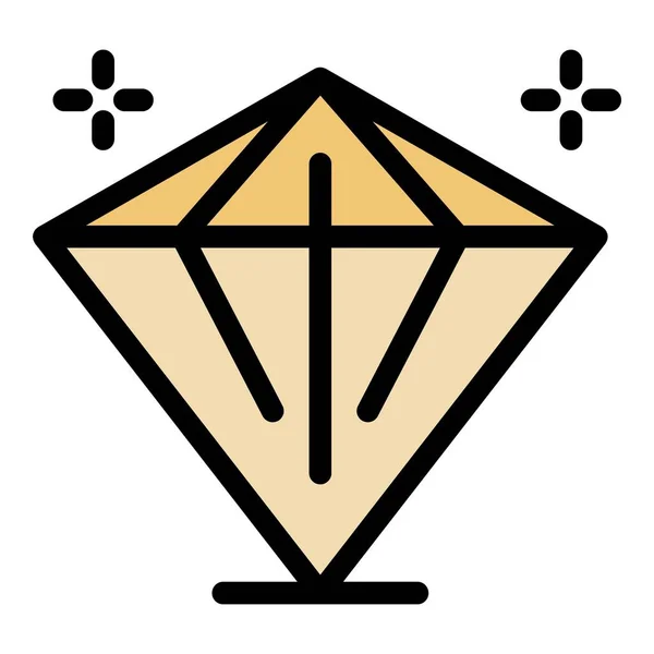 Křišťálový kámen ikona barva obrysu vektor — Stockový vektor