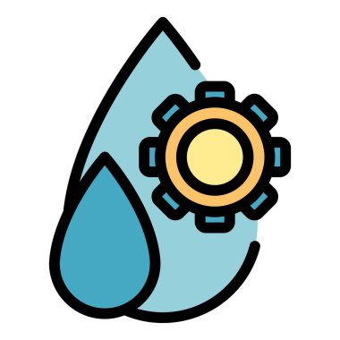 Melez yakıt ikonu renk ana hatları vektörü