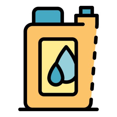 Motor yağı kutusu simgesi renk ana hatları vektörü