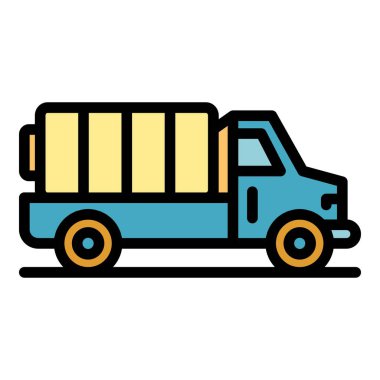 Melez araba kamyon simgesi renk ana hatları vektörü