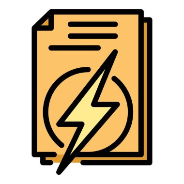 Hibrit araba belgeleri simgesi renk ana hatları vektörü