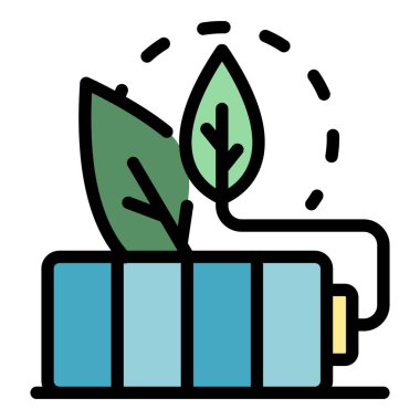 Eko yapraklı araba aküsü rengi dış hat vektörü