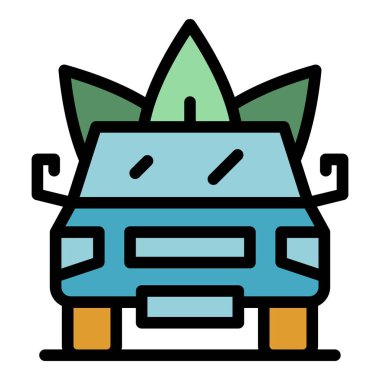 Eko trafik hibrit araba simgesi renk dış hat vektörü