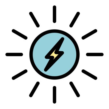 Işık güneş enerjisi simgesi renk ana hatları vektörü