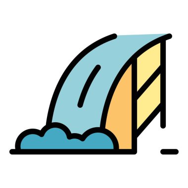 Hidroelektrik baraj simgesi renk ana hatları vektörü