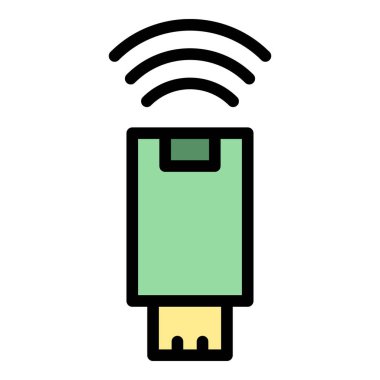 Kablosuz uzaktan kontrol simgesi renk ana hatları vektörü