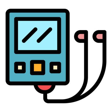 Müzik çalar simgesi renk ana hatları vektörü çalıştırılıyor