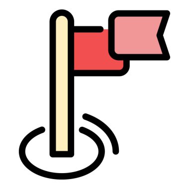 Bayrak simgesi renk ana hatları vektörü çalışıyor