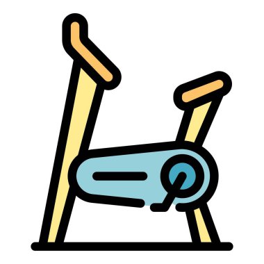 Egzersiz bisikleti simgesi renk ana hatları vektörü