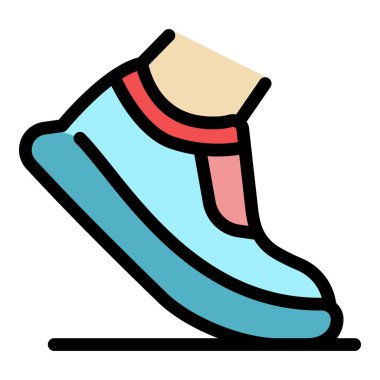 Çalışan ayakkabı simgesi renk ana hatları vektörü