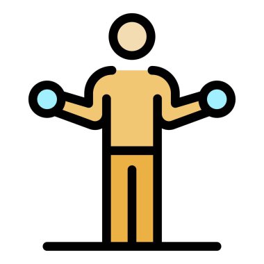 Kıdemli atlet eğitim ikonu renk ana hatları vektörü