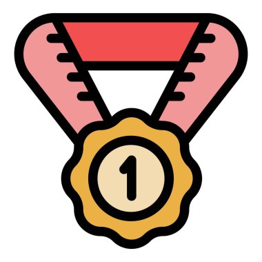 Spor altın madalya ikonu renk ana hatları vektörü