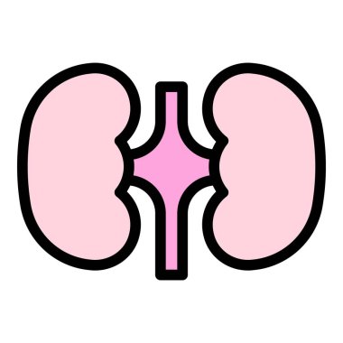 Üroloji böbrek simgesi renk ana hatları vektörü