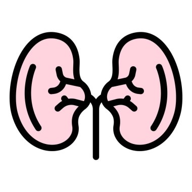 Adrenal böbrek simgesi renk ana hatları vektörü
